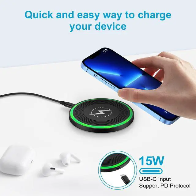 Alt view image 4 of 7 - Fast Wireless Charger Pad for Samsung Galaxy S26 Ultra/S26/S25 Edge/S25 Ultra/Z Flip7,15W Android Wireless Phone Charging Mat with QC Adapter for Pixel 10a/10 Pro XL/Fold/9a/9 Pro/iPhone 17/16 Pro Max
