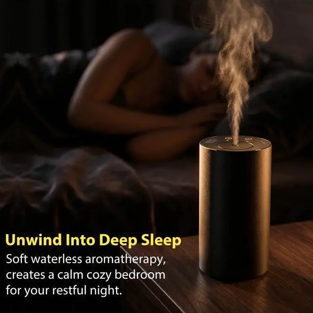 Alt view image 4 of 5 - Waterless Essential Oil Diffuser, Portable Cordless Aromatherapy with 3 Timers & Mist Levels, Rechargeable for Home Car Office, Premium Metal Black