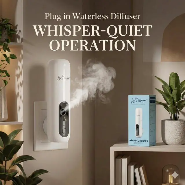Alt view image 3 of 7 - Waterless Essential Oil Diffuser Plug in wall, Automatic Home Frangrance Diffuser for Bedroom Bathroom Kitchen, 25dB Ultra-Quiet Aroma Diffuser, Works with Most Essential Oils and Pure Aroma Oil