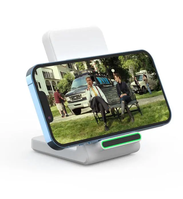 Alt view image 3 of 6 - Fast Wireless Charger (Stand), 15W Fast Charging Stand with Adapter for Samsung Galaxy S25/S25+/S25 Ultra/S24/S23/S22/S21, for iPhone 17/16/15/14/13/12/11/XR, for Pixel 9/8/7, and More. (White)