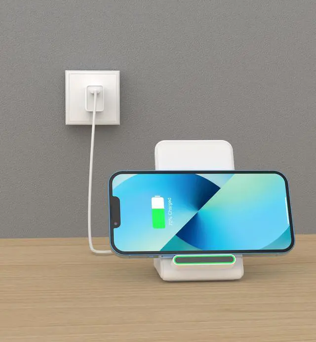 Alt view image 4 of 6 - Fast Wireless Charger (Stand), 15W Fast Charging Stand with Adapter for Samsung Galaxy S25/S25+/S25 Ultra/S24/S23/S22/S21, for iPhone 17/16/15/14/13/12/11/XR, for Pixel 9/8/7, and More. (White)