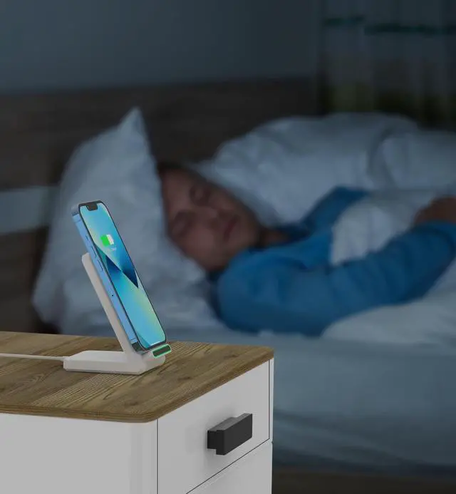 Alt view image 6 of 6 - Fast Wireless Charger (Stand), 15W Fast Charging Stand with Adapter for Samsung Galaxy S25/S25+/S25 Ultra/S24/S23/S22/S21, for iPhone 17/16/15/14/13/12/11/XR, for Pixel 9/8/7, and More. (White)