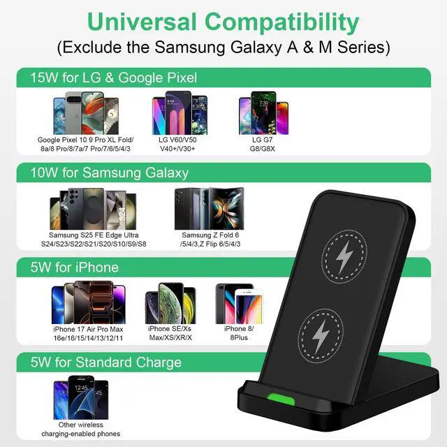 Alt view image 4 of 7 - Samsung S26 Ultra S26+ Wireless Phone Charger Android Stand for Samsung Galaxy S26/S26 Ultra/S26+/S25 FE/S25 Ultra/S25 Edge/S24/S23/S22/S21,15W Wireless Charging Pad Android Charger Flat Station Dock
