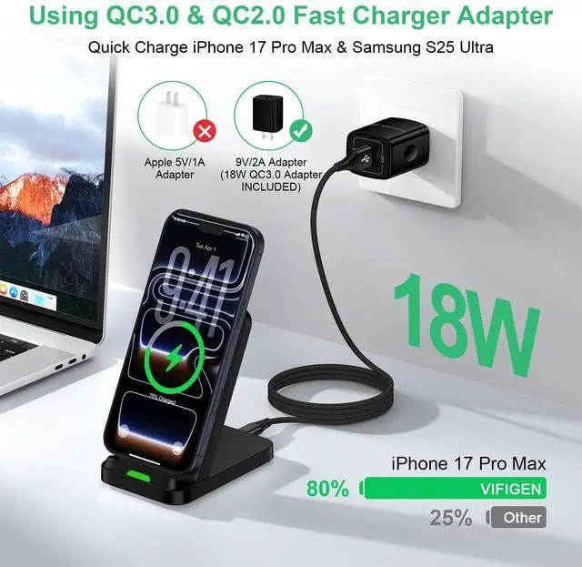 Alt view image 5 of 7 - Samsung S26 Ultra S26+ Wireless Phone Charger Android Stand for Samsung Galaxy S26/S26 Ultra/S26+/S25 FE/S25 Ultra/S25 Edge/S24/S23/S22/S21,15W Wireless Charging Pad Android Charger Flat Station Dock