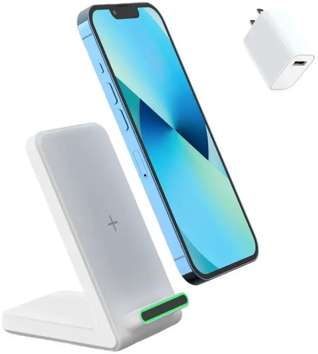 Main image of Fast Wireless Charger (Stand), 15W Fast Charging Stand with Adapter for Samsung Galaxy S25/S25+/S25 Ultra/S24/S23/S22/S21, for iPhone 17/16/15/14/13/12/11/XR, for Pixel 9/8/7, and More. (White)