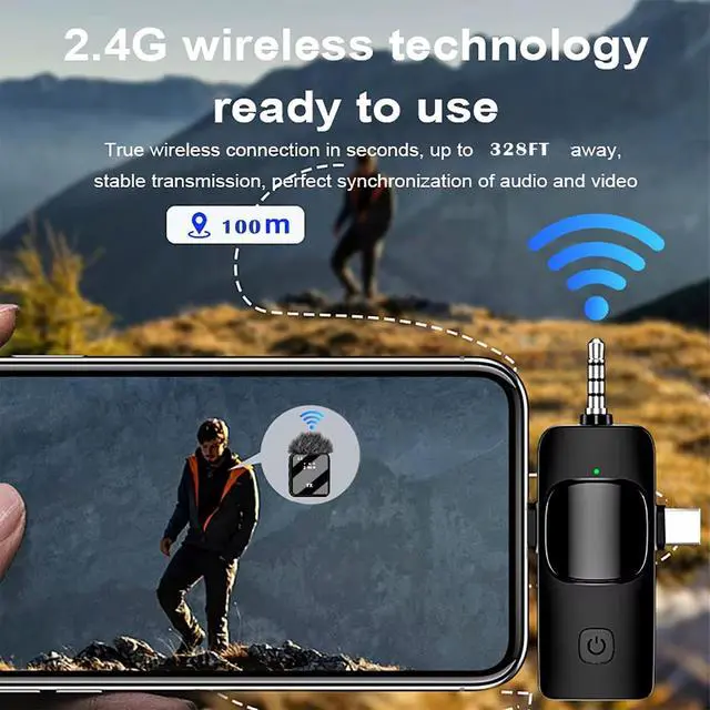 Alt view image 2 of 7 - 3-in-1 Mini Wireless Lavalier Microphone for iPhone, Android & Camera - Ideal for Vlogging, Content Creation & Video Recording with AI Noise Reduction, 328ft Range & 20H Battery Life