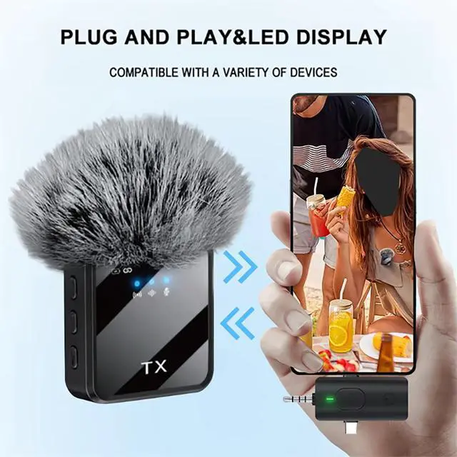 Alt view image 4 of 7 - 3-in-1 Mini Wireless Lavalier Microphone for iPhone, Android & Camera - Ideal for Vlogging, Content Creation & Video Recording with AI Noise Reduction, 328ft Range & 20H Battery Life
