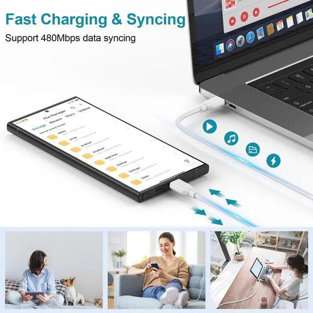 Alt view image 5 of 6 - 65W Super Fast Wall Charger,USB Charger Fast Charging for Samsung Galaxy S26 Ultra S25 FE S25 Ultra S24 S23 A16 A56 A36;USB C Block with 6FT C to C Cable for iPad iPhone 17 Pro Max 16 Pro 15,White