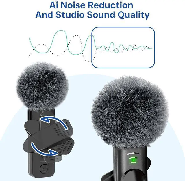 Alt view image 4 of 7 - Wireless Lavalier Microphone for iPhone iPad (Lightning) - 2 Pack Mini Lapel Mic with Noise Reduction for Video Recording TikTok YouTube Vlog Interview Professional Plug & Play Clip on Mic