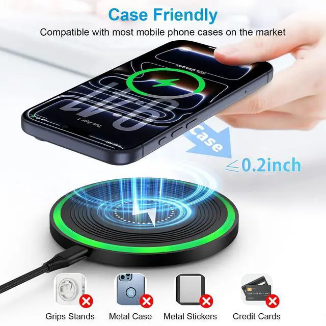 Alt view image 4 of 6 - Wireless Samsung Phone Charger Station 15W with QC Adapter for Galaxy S26/S25/S24,Android Wireless Charger Fast Charging Pad for Motorola Edge/Razr 2025 2024,Moto G Stylus/Power 2025,Razr 60 50 Ultra