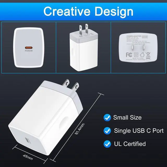 Alt view image 5 of 7 - for Galaxy S26 Ultra Super Fast Charger Block Power Adapter for Samsung Galaxy S26+/S26/S25 Ultra/S24 FE/A17/A16/A15/A55/A35,65W USBC Fast Charging Cube Box Wall Plug Brick for Android Phone S26 Ultra