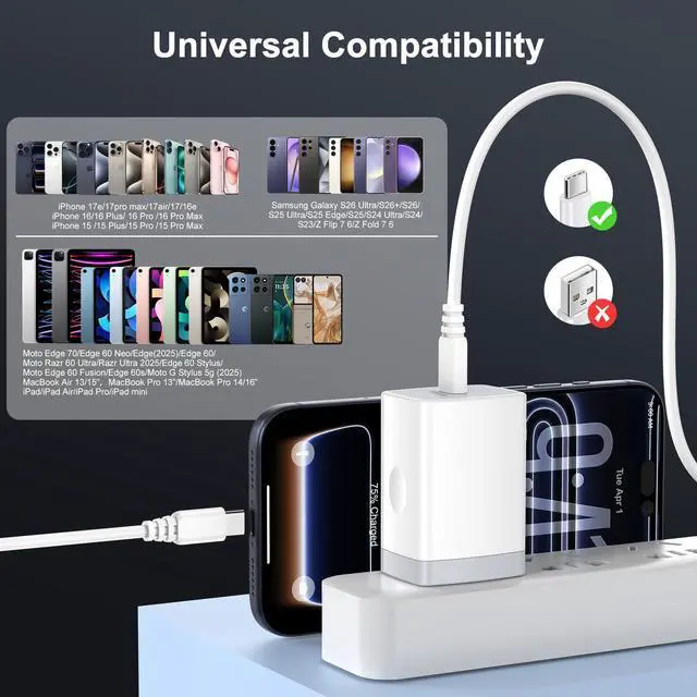 Alt view image 7 of 7 - for Galaxy S26 Ultra Super Fast Charger Block Power Adapter for Samsung Galaxy S26+/S26/S25 Ultra/S24 FE/A17/A16/A15/A55/A35,65W USBC Fast Charging Cube Box Wall Plug Brick for Android Phone S26 Ultra