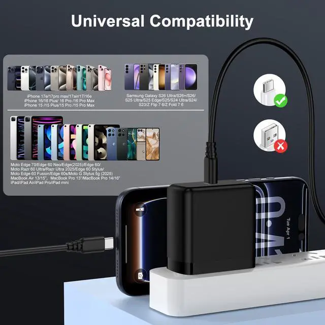 Alt view image 7 of 7 - Samsung S26 Ultra Charger Block Fast Charging for Samsung Galaxy S26+ S26 S25 Ultra S25 S24 FE S23 A17 A16 A35 A55 Z Flip 7 Z Fold 7,65W USB C Charger S26 Ultra Cube Box Brick Fast Charging Adapter