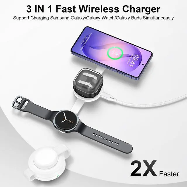 Alt view image 2 of 7 - Galaxy S26 3 in 1 Wireless Charger Station, Foldable Fast Charging Pad for Samsung S25 Ultra S24, Wire Less Charging Galaxy Watch8/7 Buds4, Travel Charger for Samsung Multi Devices Cargador Inalmbrico