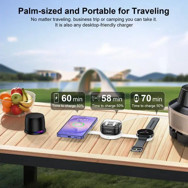 Alt view image 6 of 7 - Galaxy S26 3 in 1 Wireless Charger Station, Foldable Fast Charging Pad for Samsung S25 Ultra S24, Wire Less Charging Galaxy Watch8/7 Buds4, Travel Charger for Samsung Multi Devices Cargador Inalmbrico