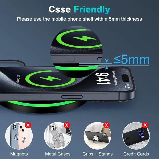Alt view image 6 of 7 - Samsung S25 Wireless Android Charger Fast Charging Pad for Samsung Galaxy S26 S25 Ultra/S24 Plus/FE/S23/S22/S21,2Pack 15W Fast Wireless Phone Charger Station for Moto Edge 2024/G Stylus 5G/Razr 2024