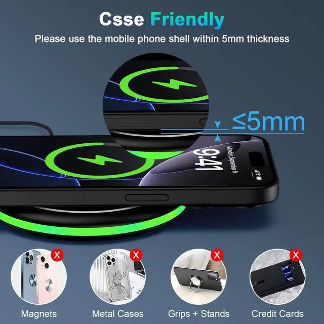 Alt view image 6 of 7 - Wireless Phone Charger Samsung Fast Charging Pad for Samsung Galaxy S26/S25 Ultra/S24/S23/S22/S21/S20/Z Flip 7/iPhone 17/16 2Pack 15W Fast Wireless Charging Station for Google Pixel 10 Pro XL/9a/9/8/7