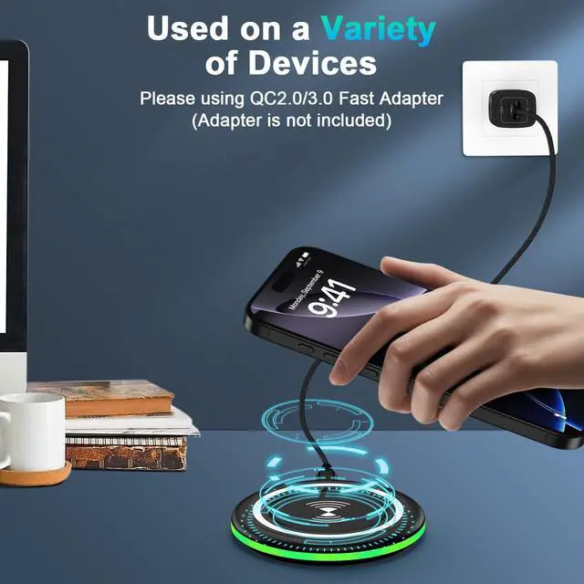 Alt view image 7 of 7 - Wireless Phone Charger Samsung Fast Charging Pad for Samsung Galaxy S26/S25 Ultra/S24/S23/S22/S21/S20/Z Flip 7/iPhone 17/16 2Pack 15W Fast Wireless Charging Station for Google Pixel 10 Pro XL/9a/9/8/7