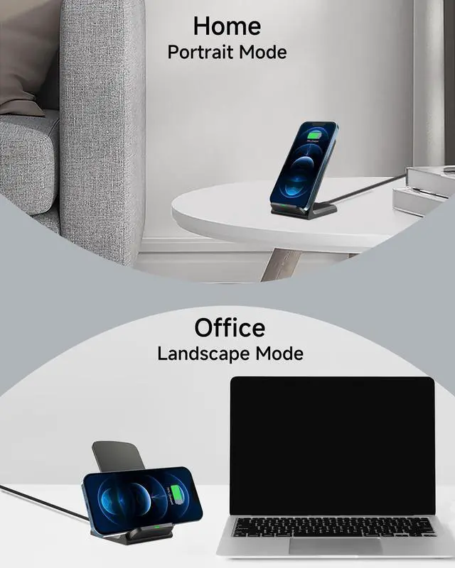 Alt view image 5 of 6 - Wireless Phone Charger, 15W Fast Qi Wireless Charge Stand for iPhone 17 Pro Max 16 15 14 13 12 Plus 11 Samsung Galaxy S26 Ultra Z Note Pixel 10 (Classic Black)