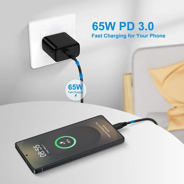 Alt view image 3 of 7 - 65W Super Samsung Galaxy S26 Ultra Fast Charger for Galaxy S26 Plus S26 Ultra S26 S25 S24 S23 S22 S21 S20 S10 A55 A54 A53 A17 A16 A15 A14 A13&60W 6FT Samsung Fast Charging Cord Android Phone Charger