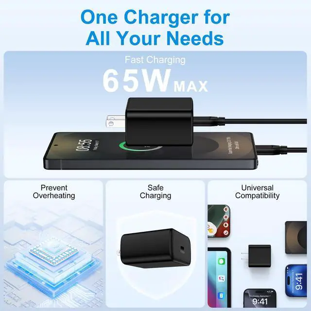 Alt view image 4 of 7 - 65W Super Samsung Galaxy S26 Ultra Fast Charger for Galaxy S26 Plus S26 Ultra S26 S25 S24 S23 S22 S21 S20 S10 A55 A54 A53 A17 A16 A15 A14 A13&60W 6FT Samsung Fast Charging Cord Android Phone Charger