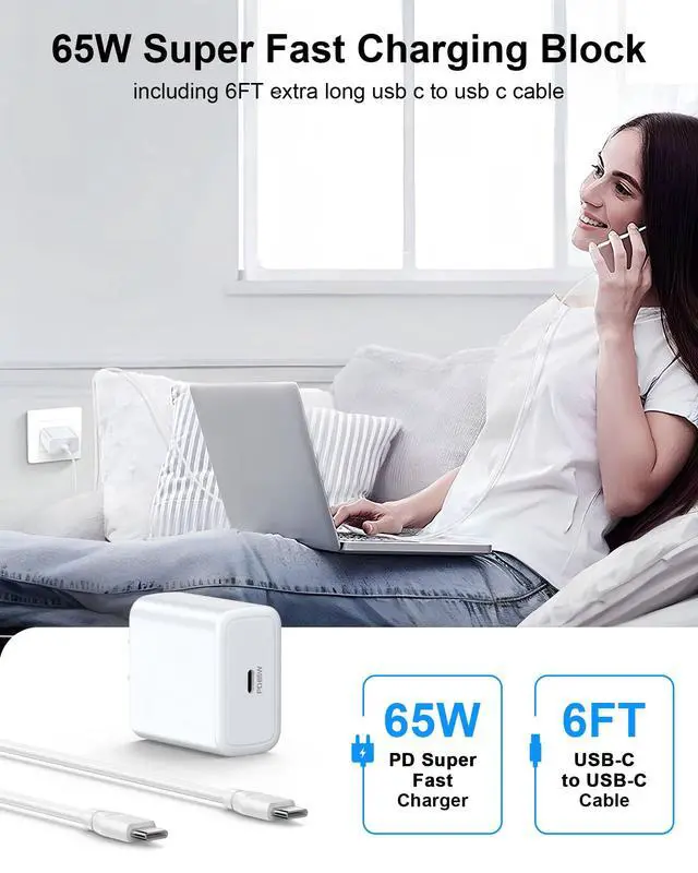 Alt view image 5 of 7 - 65W Super Fast Samsung S26 Ultra Charger, Type C Samsung Fast Charging Cord for Samsung Galaxy S26 Ultra S25 FE S24+ S24 Ultra S23 S22 A17 A16 A56 A55, Android Samsung Charging Block & 6ft USB C Cable