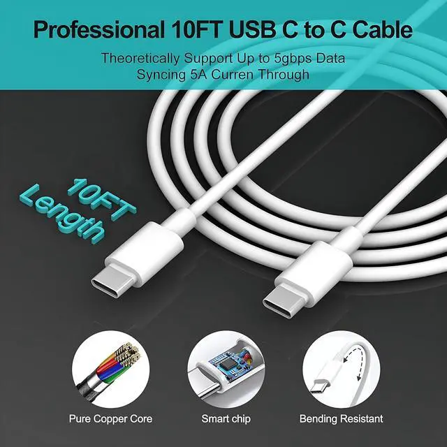 Alt view image 5 of 6 - Samsung Super Fast Charger for Samsung Charger Fast Charging 2Pack 30W USB C Phone Wall Charger Block,10FT Type C Fast Charging Cabel for Samsung Galaxy S26,S25 Ultra/S24 Ultra/S26/S25/S24/iPhone 17