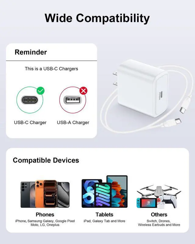 Alt view image 7 of 7 - 65W Super Fast Samsung S26 Ultra Charger, Type C Samsung Fast Charging Cord for Samsung Galaxy S26 Ultra S25 FE S24+ S24 Ultra S23 S22 A17 A16 A56 A55, Android Samsung Charging Block & 6ft USB C Cable