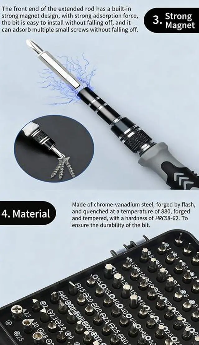 Alt view image 4 of 7 - Multi-Function Precision Screwdriver Set with Storage Case Home Renovation Tools, Electronics Repair Kit 115 Pieces