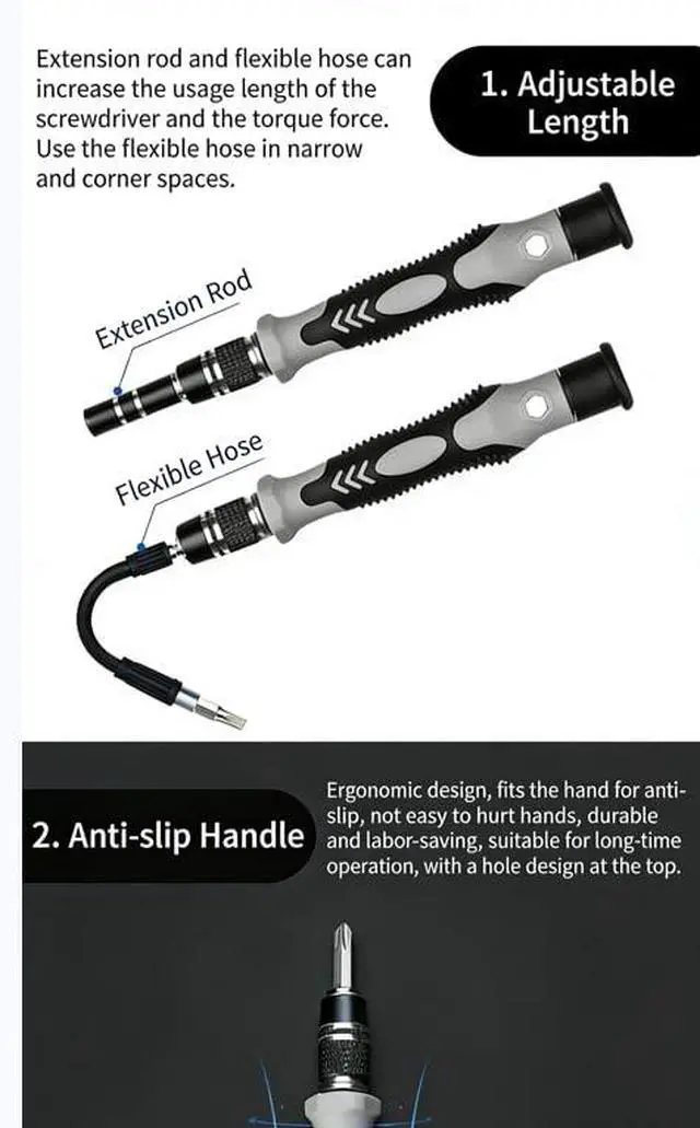 Alt view image 5 of 7 - Multi-Function Precision Screwdriver Set with Storage Case Home Renovation Tools, Electronics Repair Kit 115 Pieces