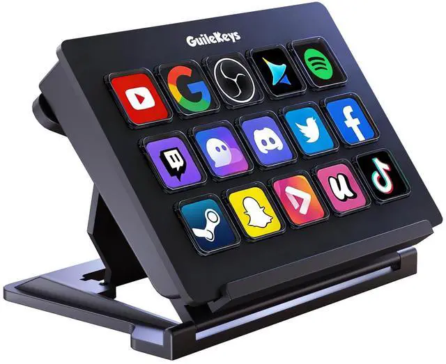 Main image of GuileKeys Stream Controller Deck with 15 Macro Keys,Studio Controller Actions in OBS/Twitch/YouTube and More, Upgrade Version 3.0 Streaming Deck Keyboard Compatible with Mac/PC