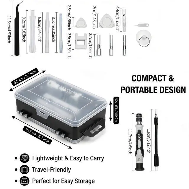 Alt view image 4 of 6 - 115-in-1 Precision Screwdriver Set, Professional Magnetic Electronics Repair Tool Kit with 98 S2 Steel Bits, Mini Screwdriver Kit for Laptop, Computer, Gaming Consoles, Watch & Glasses Repair
