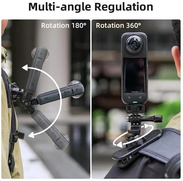 Alt view image 2 of 7 - Insta360 X5 Backpack Clip Mount - Quick Release 360° Adjustable Camera Clip Compatible with Insta360 One X5/X4/X3/ One R/Go 2 and Other Action Camera
