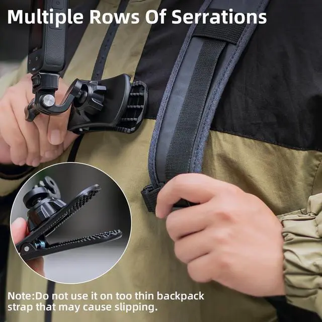Alt view image 3 of 7 - Insta360 X5 Backpack Clip Mount - Quick Release 360° Adjustable Camera Clip Compatible with Insta360 One X5/X4/X3/ One R/Go 2 and Other Action Camera