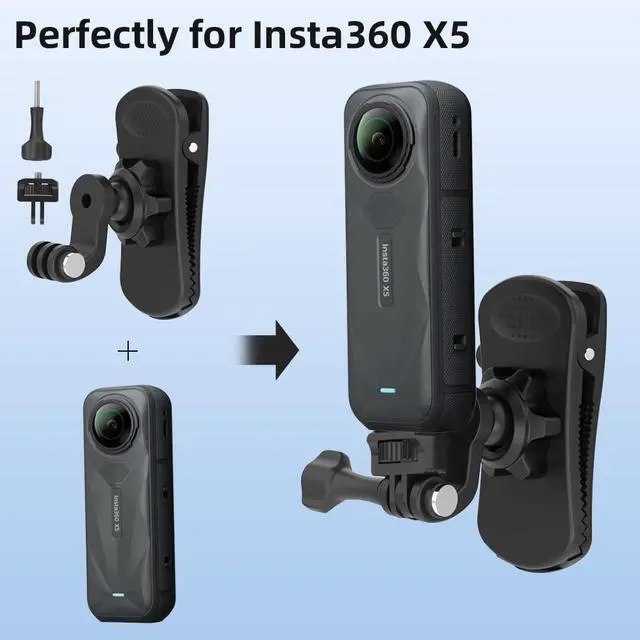Alt view image 6 of 7 - Insta360 X5 Backpack Clip Mount - Quick Release 360° Adjustable Camera Clip Compatible with Insta360 One X5/X4/X3/ One R/Go 2 and Other Action Camera