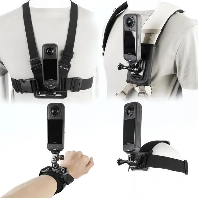 Main image of Accessories Kit for Insta360 One X5/X4/X4 Air/X3/X2, One R, X and GoPro Hero 9,New Quick Release Head Strap Mount + Chest Mount Harness + Backpack Strap Clip + 360°Rotating Wrist Strap