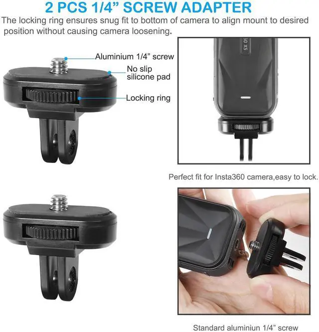 Alt view image 5 of 7 - Accessories Kit for Insta360 One X5/X4/X4 Air/X3/X2, One R, X and GoPro Hero 9,New Quick Release Head Strap Mount + Chest Mount Harness + Backpack Strap Clip + 360°Rotating Wrist Strap
