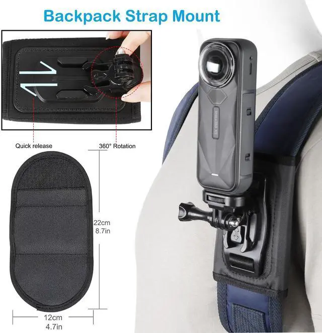 Alt view image 4 of 7 - Accessories Kit for Insta360 One X5/X4/X4 Air/X3/X2, One R, X and GoPro Hero 9,New Quick Release Head Strap Mount + Chest Mount Harness + Backpack Strap Clip + 360°Rotating Wrist Strap