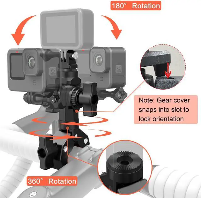 Alt view image 2 of 7 - Bike Motorcycle Handlebar Camera Clamp Mount for Gopro Insta360 X5 X4 X3 X2 ONE RS R Mevo Start DJI Action Cameras, Super Clamp Bracket with 1/4" Thread Interface Magic Arm for Moto/Bicycle/Pole