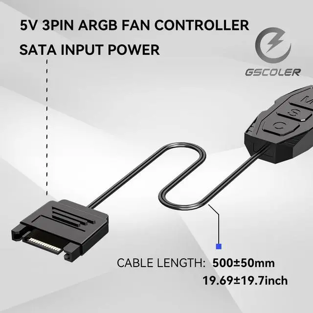 Alt view image 5 of 7 - ARGB Controller Kit with 17 Key Remote Control, Mini RGB PC Fans Controller Kit - Multiple Lighting Modes Control for RGB Case Fans, ARGB Splitter, PC LED Strip, Air Cooler (SATA Power)