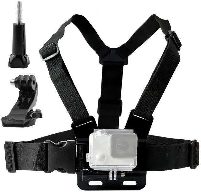 Main image of Chest Harness Mount Compatible with Gopro Hero 13 12 11 10 9 8/AKASO EK7000 Brave 4/ODDV/Hiicam/DJI Osmo/Icefox/Camlance/WOLFANG Action Camera Accessories, Adjustable Chest Strap Mount with J Hook