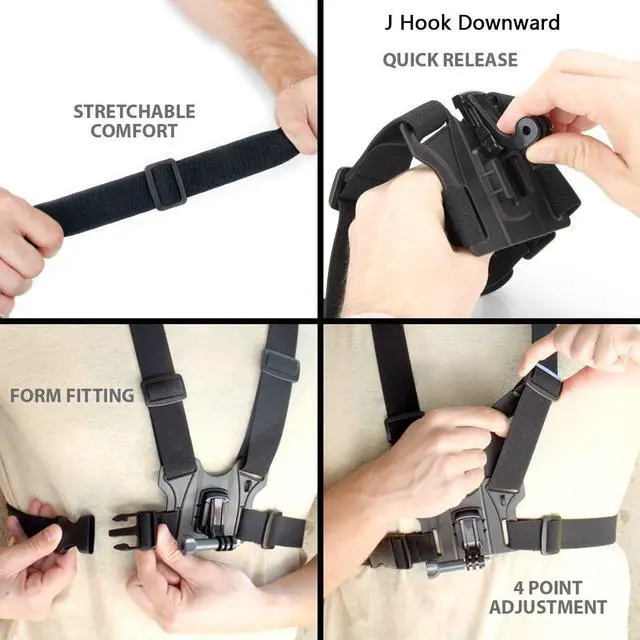 Alt view image 2 of 7 - Chest Harness Mount Compatible with Gopro Hero 13 12 11 10 9 8/AKASO EK7000 Brave 4/ODDV/Hiicam/DJI Osmo/Icefox/Camlance/WOLFANG Action Camera Accessories, Adjustable Chest Strap Mount with J Hook
