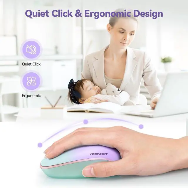 Alt view image 3 of 7 - Wireless Mouse, 2.4G Quiet Computer Mouse with USB Receiver, 4 Buttons Portable Cordless Mice for Chromebook, Laptop, PC, Mac, 800/1200/1600 DPI