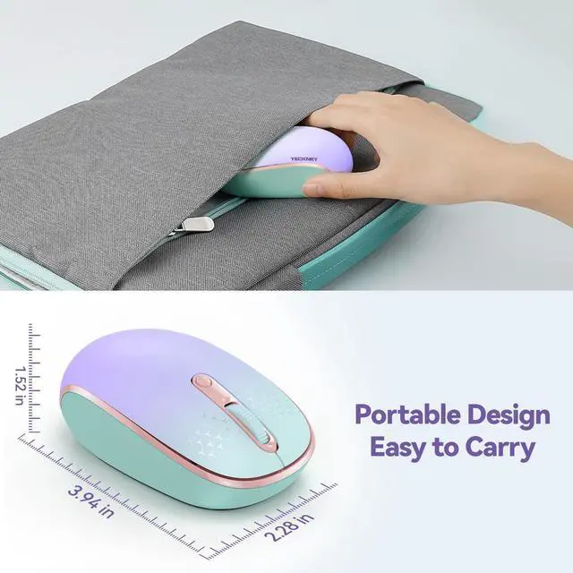 Alt view image 4 of 7 - Wireless Mouse, 2.4G Quiet Computer Mouse with USB Receiver, 4 Buttons Portable Cordless Mice for Chromebook, Laptop, PC, Mac, 800/1200/1600 DPI