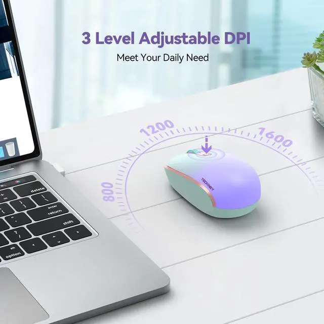 Alt view image 5 of 7 - Wireless Mouse, 2.4G Quiet Computer Mouse with USB Receiver, 4 Buttons Portable Cordless Mice for Chromebook, Laptop, PC, Mac, 800/1200/1600 DPI