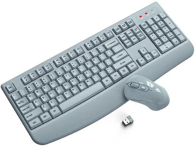 Main image of Wireless Keyboard and Mouse Combo, ULSOU 2.4G Full-Sized Ergonomic Computer Keyboard with Wrist Rest and 3 Level DPI Adjustable Wireless Mouse for Windows, Mac OS Desktop/Laptop/PC(Grey)
