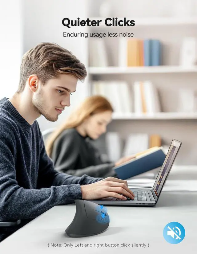 Alt view image 6 of 7 - Ergonomic Mouse, Rechargeable 2.4G+Bluetooth Vertical Mice 6 DPI Adjustable, Wireless Optical Carpal Tunnel Mouse Right Hand, Multi Device for Laptop, PC, Computer, MacBook, iPad - Grey