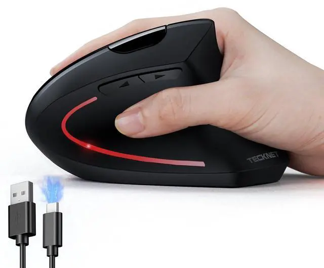 Main image of Ergonomic Mouse, Rechargeable Vertical Ergo Mouse Wireless 800-4800 Levels 5 Adjustable DPI, Silent 2.4GHz Optical Carpal Tunnel Mouse for Right Hand, USB Wireless Mice for Laptop, PC