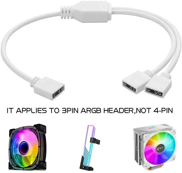 Alt view image 5 of 7 - 1 to 2 ARGB Splitter Cable, 5V 3 Pin Addressable RGB Splitter Extension Cable LED Sync for Computer Chassis CPU Cooler and 5V ARGB Fan-11.8 Inches (3Pin, 1 to 2)