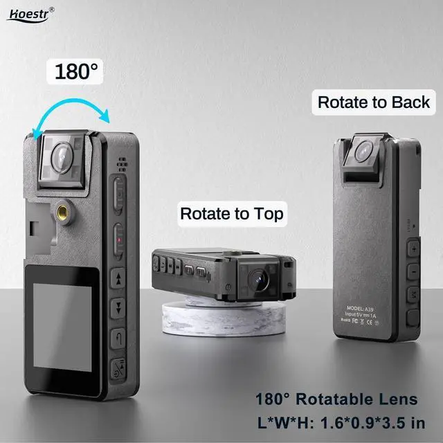 Alt view image 4 of 7 - Body Camera 3000mAh, 1296P Camcorder with IR Night Vision, 180° Rotatable Lens and 2 Sturdy Clips, 64GB Body Cam with Audio and Video Recording, Ideal for Police Cycle Delivery Home (64GB) (64GB)